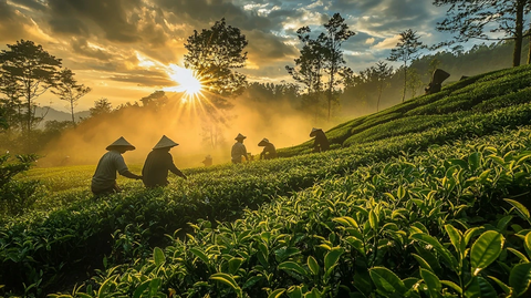 阳光茶园农民劳作