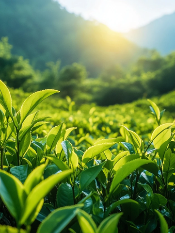 茶园采茶山景全景