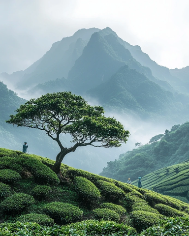 茶树茶园工人采茶