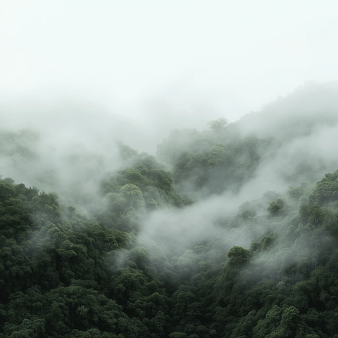 热带森林与白雾景观