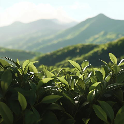 茶园近景与远山茶树