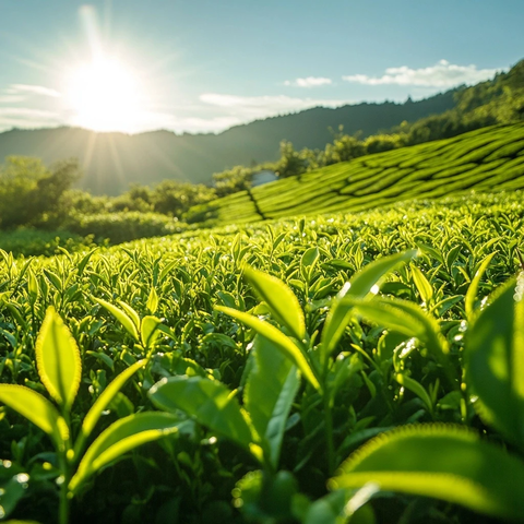 绿茶田间阳光照射