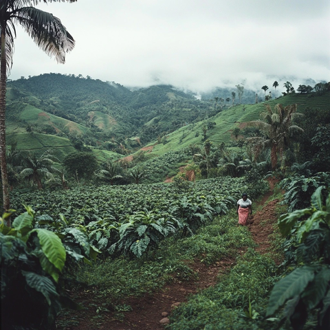 咖啡种植农民劳作场景