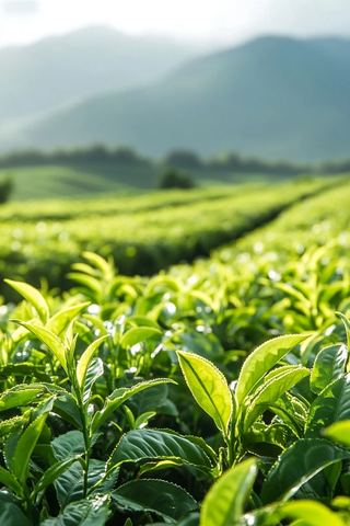 茶园绿意与山间薄雾