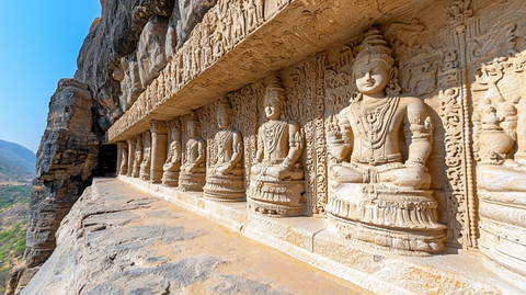 岩壁上的佛像雕刻艺术