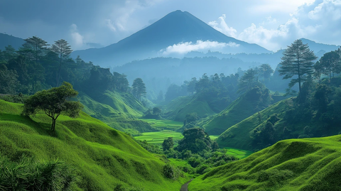 山峦云雾绿意盎然