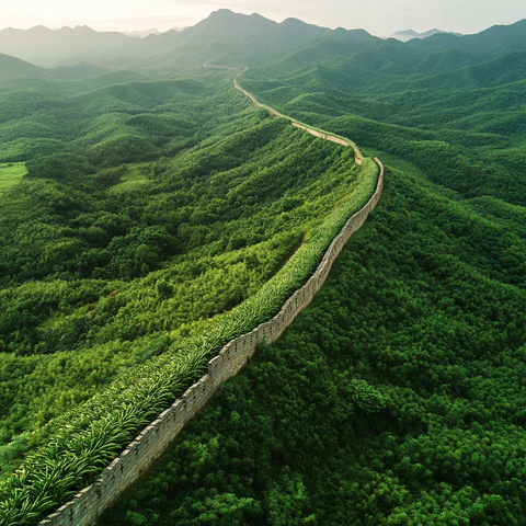 香蕉墙分割热带森林