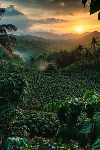 咖啡园日出绿景
