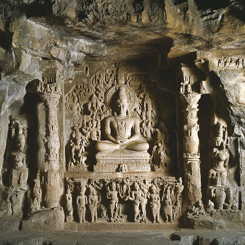 石窟内精美的佛像雕刻艺术