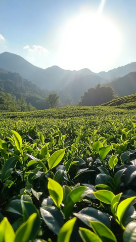 茶园景色茶树采摘阳光