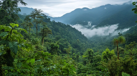山林狩猎与雾气环绕