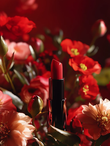 口红与花背景广告