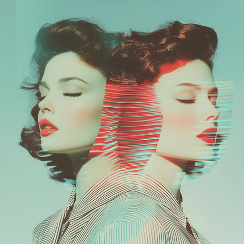 两位女星叠加超现实杂志封面