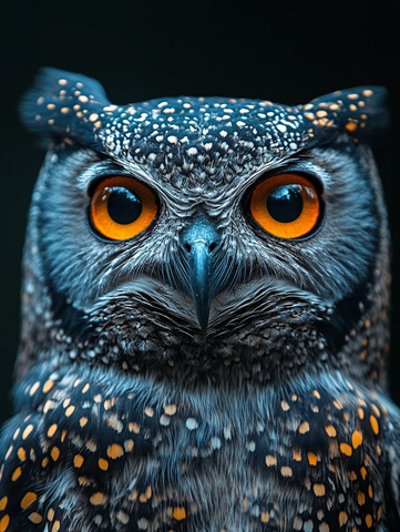 黑白照片橙眼猫头鹰