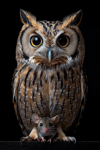 猫头鹰与小老鼠的相遇