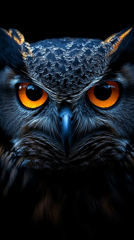 猫头鹰夜视眼睛特写