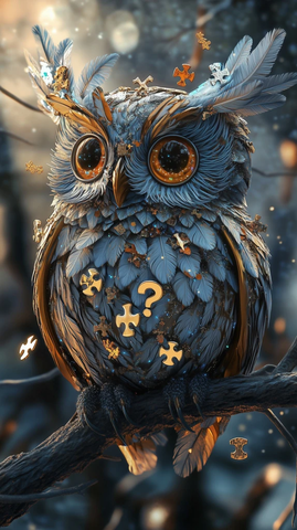 星形符号羽毛装饰猫头鹰