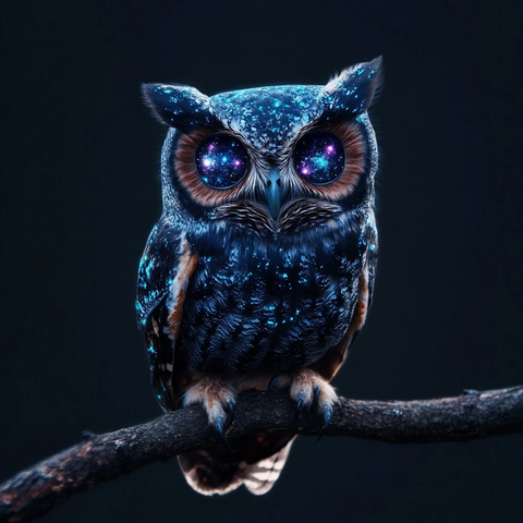 夜空星眸猫头鹰栖木