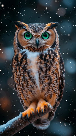 红足绿眼雪羽猫头鹰