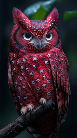 红褐相间猫头鹰坐树枝