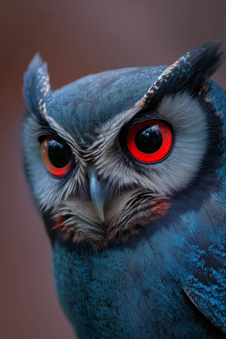 蓝红配色猫头鹰影像