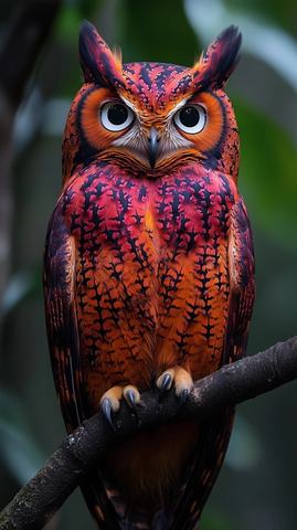 红褐羽色白眼圈猫头鹰