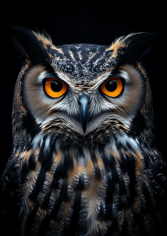 黑灰背景鹰鸮肖像