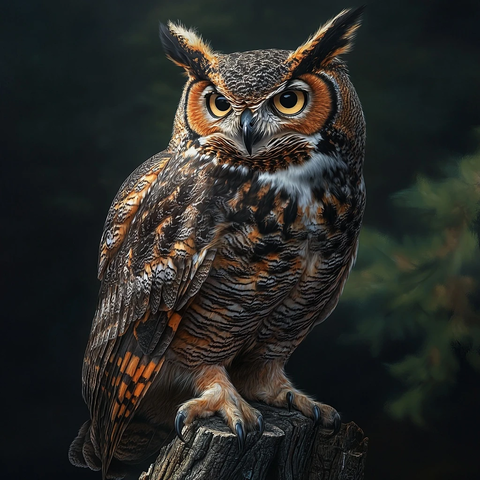 大角猫头鹰超高清特写