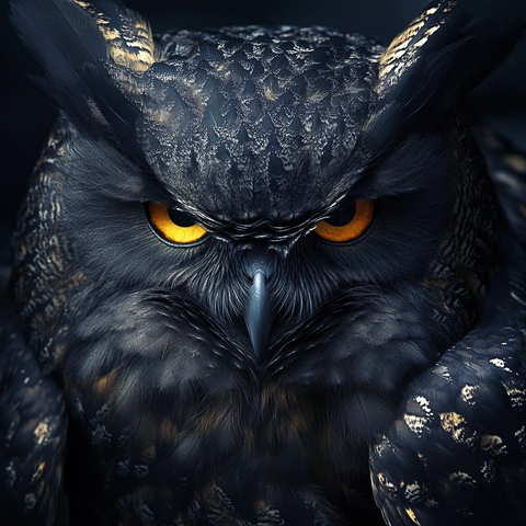 银黄眼纹黑羽鸮