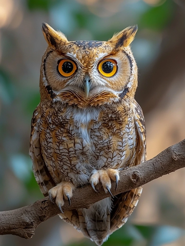 褐羽巨目鸮栖枝头