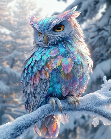 冰晶飞羽蓝枝雪境