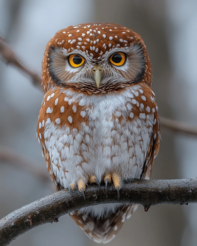 小北领角鸮前檐特写照
