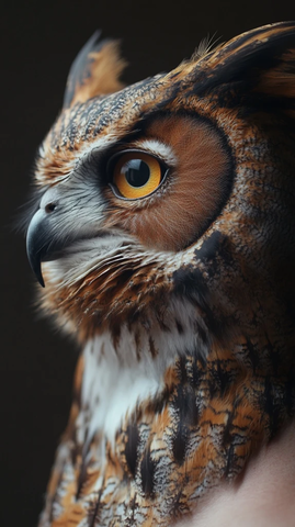 胸前超写实猫头鹰纹身