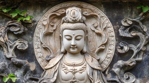 精美石刻观音像尽显传统雕刻艺术魅力