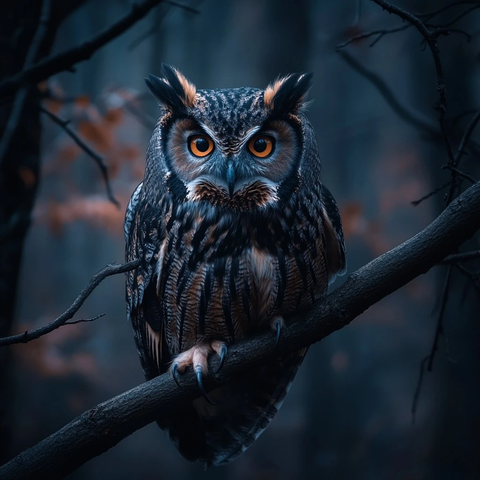 黑暗森林中的锐利猫头鹰
