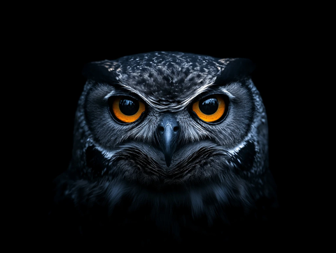 深色猫头鹰直视镜头