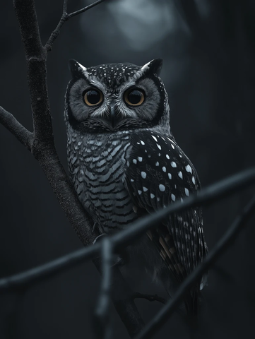 夜色中的北方斑点鸮