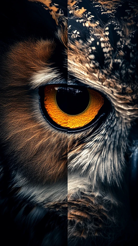 四视图猫头鹰分割图