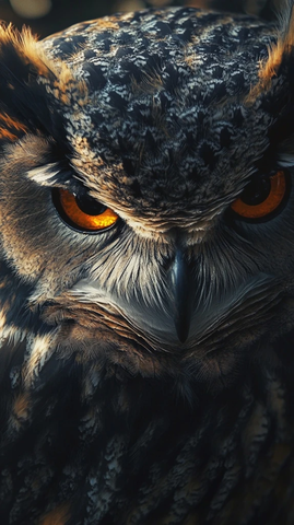 猫头鹰凝视羽毛细节