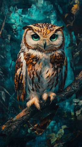 雪鸮森林绿眼壁纸