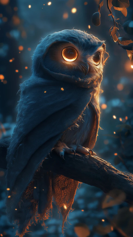 灰白羽毛小猫头鹰披风幽静林中