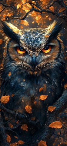 黑暗幻想风格猫头鹰插画