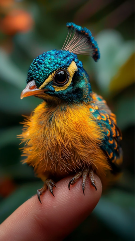 小孔雀坐手指皮肤细节