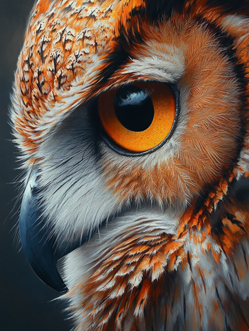 猫头鹰全身肖像油画