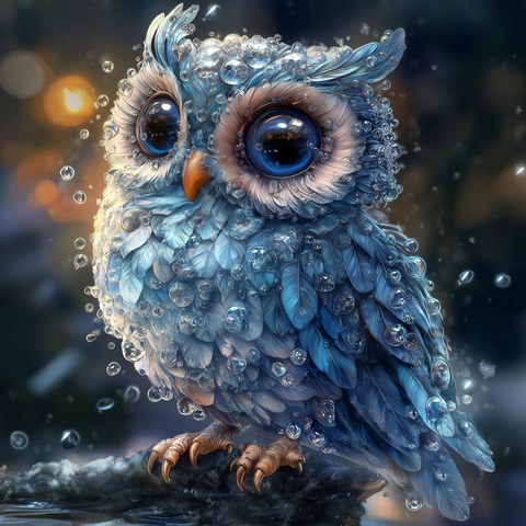 玻璃珠艺术雕刻可爱猫头鹰