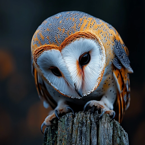 月光下金色边缘白羽猫头鹰