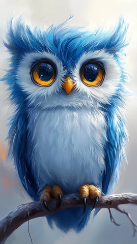 蓝色猫头鹰白色脸部