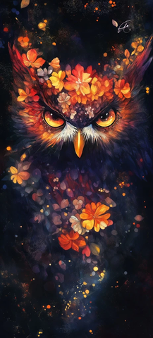 花瓣构成的魔法猫头鹰