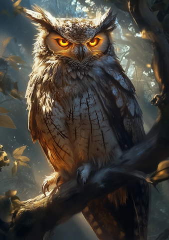 石雕猫头鹰刻符翅膀