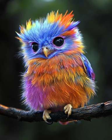 彩虹羽毛猫头鹰摄影